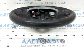 Naked steering wheel BMW 3 F30 12-18 black leather, Sport, red stitching, heated paddle shifters, with buttons and trim, scratches, worn
