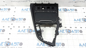 Black center console trim with cup holders for BMW 3 Series F30 16-18, with cigarette lighter, cup holders broken, needs cleaning