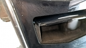 Cadillac ATS 13-19 center console trim with cup holders, black, with chrome, with button, with cigarette lighter, with box, chip, worn chrome