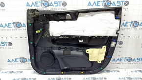 Black front left door panel for Kia Sportage 17-22, black eco-leather armrest, gray stitching, scratches, needs cleaning