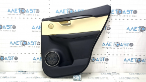 Lexus NX200t NX300h 15-17 black rear right door panel with beige insert, black leather armrest