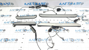 A set of door sills for the Nissan Ariya 23-25, black with chrome insert and backlighting.