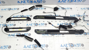 A set of door sills for the Nissan Ariya 23-25, black with chrome insert and backlighting.