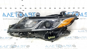 Left front headlight Toyota Camry v70 18-18 halogen + LED, crack in mount, cracked housing