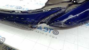 Front bumper, bare, Toyota Camry v70 18-20 LE/XLE, without parking sensors, blue, with tears, broken fasteners, scratches, and dents.