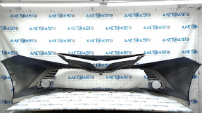Front bumper, bare, Toyota Camry v70 18-20 LE/XLE, without parking sensors, blue, with tears, broken fasteners, scratches, and dents.