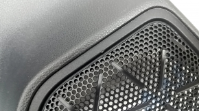 The door trim panel, rear left, Toyota Rav4 19-24, is black, the armrest is black leather, the insert is black plastic, the molding with the handle is gray, scratches are visible.