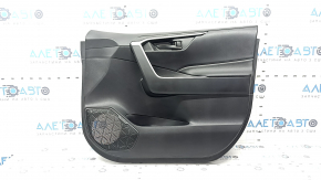Toyota Rav4 19-24 front right door panel, black leather armrest, black plastic insert, gray molding, with handle, worn