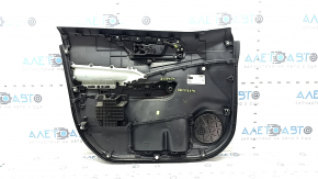 Toyota Rav4 19-24 front right door panel, black leather armrest, black plastic insert, gray molding, with handle, worn