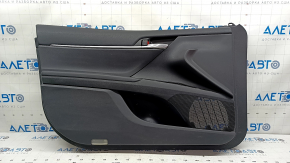 Front left door panel for Toyota Camry v70 18-23, black with black plastic insert, rubber armrest, with handle, nicks on molding, scratches