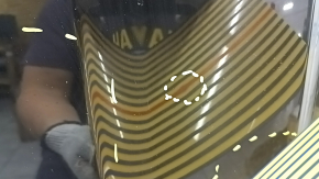 The hood is bare, Volvo XC90 16-23 aluminum, black 717, dents, bumps, dented corners