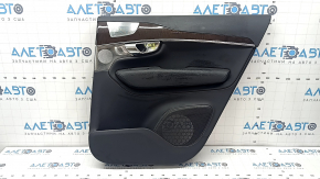 Volvo XC90 16-22 rear right door panel, black leather, black leather armrest and insert, birch molding, Bowers & Wilkins, with backlighting, nicks, tears, needs cleaning, dent