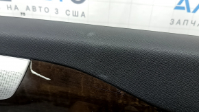 Volvo XC90 16-22 rear right door panel, black leather, black leather armrest and insert, birch molding, Bowers & Wilkins, with backlighting, nicks, tears, needs cleaning, dent