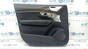 Volvo XC90 16-22 black leather front left door panel, black leather armrest and insert, birch molding, Bowers & Wilkins, with backlight, needs cleaning, scratches