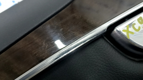 Volvo XC90 16-22 black leather front left door panel, black leather armrest and insert, birch molding, Bowers & Wilkins, with backlight, needs cleaning, scratches