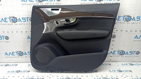 Volvo XC90 16-22 front right door panel, black leather, black leather armrest and insert, birch molding, Bowers & Wilkins, with backlighting, nicks, tears