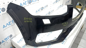 Front bumper, bare, Volvo XC90 16-19, for headlight washers without park assist, black, scratches, dents, fake, non-factory holes