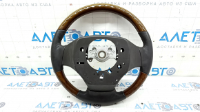 Lexus RX350 RX450h 10-15 black leather steering wheel, wood grain, no buttons, minor scratches