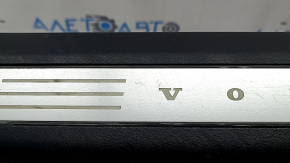 Volvo XC90 16-23 black front left inner door sill with chrome insert and backlight, scratches, broken backlight