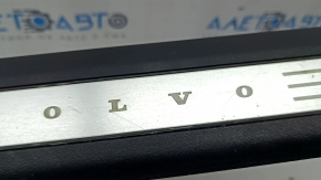 Volvo XC90 16-23 black front left inner door sill with chrome insert and backlight, scratches, broken backlight