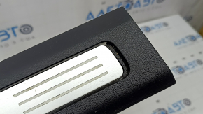 Volvo XC90 16-23 black front left inner door sill with chrome insert and backlight, scratches, broken backlight