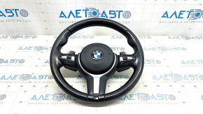 Steering wheel assembly BMW 4 F32/33/36 14-20 black leather, heated, M Sport, with airbag, with buttons, with paddle shifters, worn, scratches