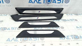 Set of exterior door sill trims for BMW 4 Series F36 15-20 Gran Coupe, black with chrome insert, M Sport, scratches