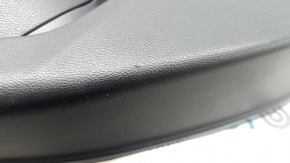 Subaru Forester 19-24 SK rear left door panel, black with gray insert, leather + cloth, gray leather armrest, with handle and seal, broken fastener, scratches, needs cleaning