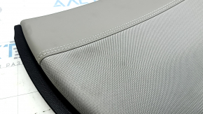 Subaru Forester 19-24 SK rear left door panel, black with gray insert, leather + cloth, gray leather armrest, with handle and seal, broken fastener, scratches, needs cleaning