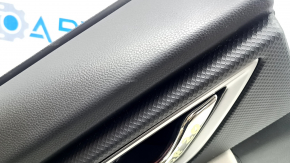 Subaru Forester 19-24 SK rear left door panel, black with gray insert, leather + cloth, gray leather armrest, with handle and seal, broken fastener, scratches, needs cleaning