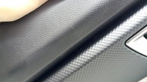 Subaru Forester 19-24 SK rear left door panel, black with gray insert, leather + cloth, gray leather armrest, with handle and seal, broken fastener, scratches, needs cleaning