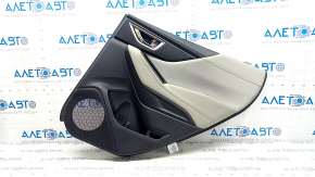 Subaru Forester 19-24 SK rear right door panel, black with gray insert, leather + cloth, gray leather armrest, with handle and seal, scratches, needs cleaning