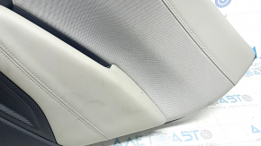 Subaru Forester 19-24 SK rear right door panel, black with gray insert, leather + cloth, gray leather armrest, with handle and seal, scratches, needs cleaning