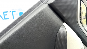 Subaru Forester 19-24 SK rear right door panel, black with gray insert, leather + cloth, gray leather armrest, with handle and seal, scratches, needs cleaning