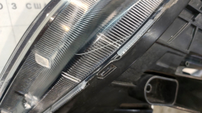 Left front headlight for Hyundai Santa FE Sport 2017-2018 restyling, USA, halogen, peeling varnish, cobweb, crack in glass