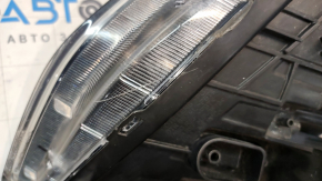 Left front headlight for Hyundai Santa FE Sport 2017-2018 restyling, USA, halogen, peeling varnish, cobweb, crack in glass