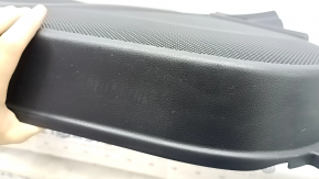 Subaru Forester 19-24 SK front left door panel, black with gray insert, cloth + leather, gray leather armrest, with handle and seal, scratches, dented, needs cleaning