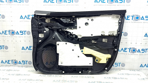 Subaru Forester 19-24 SK front left door panel, black with gray insert, cloth + leather, gray leather armrest, with handle and seal, scratches, dented, needs cleaning