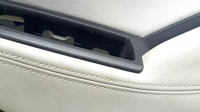 Subaru Forester 19-24 SK front right door panel, black with gray insert, cloth + leather, gray leather armrest, with handle and seal, scratches, needs cleaning