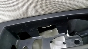 Subaru Forester 19-24 SK front left door panel, black with gray insert, cloth + leather, gray leather armrest, with handle and seal, scratches, dented, needs cleaning