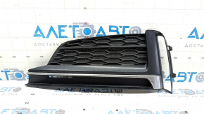 Front bumper grille left Audi A5 F5 18-19 without radar, black with chrome molding, S-Line, sand