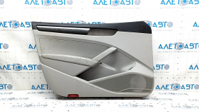 Front left door panel, VW Passat b8 16-19 USA, gray, gray leather armrest, dark wood molding, dry-cleanable, crack in fastener
