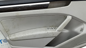 Front left door panel, VW Passat b8 16-19 USA, gray, gray leather armrest, dark wood molding, dry-cleanable, crack in fastener