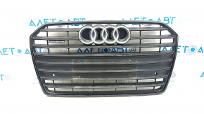 Complete radiator grille for Audi A6 C7 16-18, matte finish + gloss black, with "quattro" emblem, for parking sensors, non-factory holes, sand