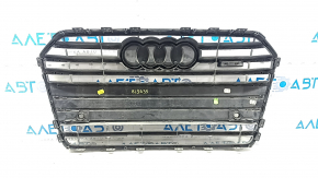 Complete radiator grille for Audi A6 C7 16-18, matte finish + gloss black, with "quattro" emblem, for parking sensors, non-factory holes, sand