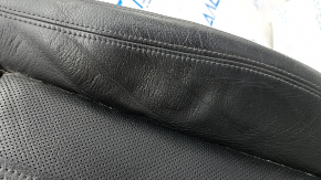 Driver's seat cushion upholstery for Audi A6 C7 12-18, black leather, heated, ventilated, dented, cracked, worn, needs cleaning