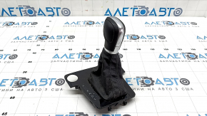 Gear knob with shifter cover VW Passat b8 16-19 USA, black leather, glossy cover, with start-stop, for cleaning