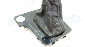 Gear knob with shifter cover VW Passat b8 16-19 USA, black leather, glossy cover, with start-stop, for cleaning
