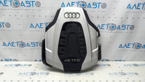 Audi A6 C7 16-18 3.0T engine cover with torn sound insulation and scratches
