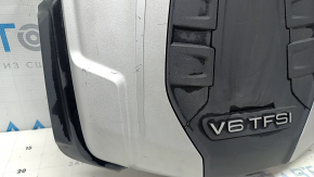 Audi A6 C7 16-18 3.0T engine cover with torn sound insulation and scratches